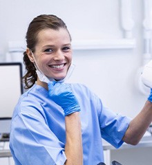 Dental hygienist smiles