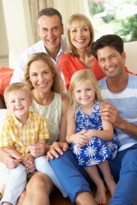 large family smiling