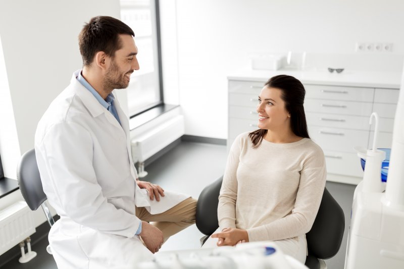 Woman at dentist for cosmetic dentistry